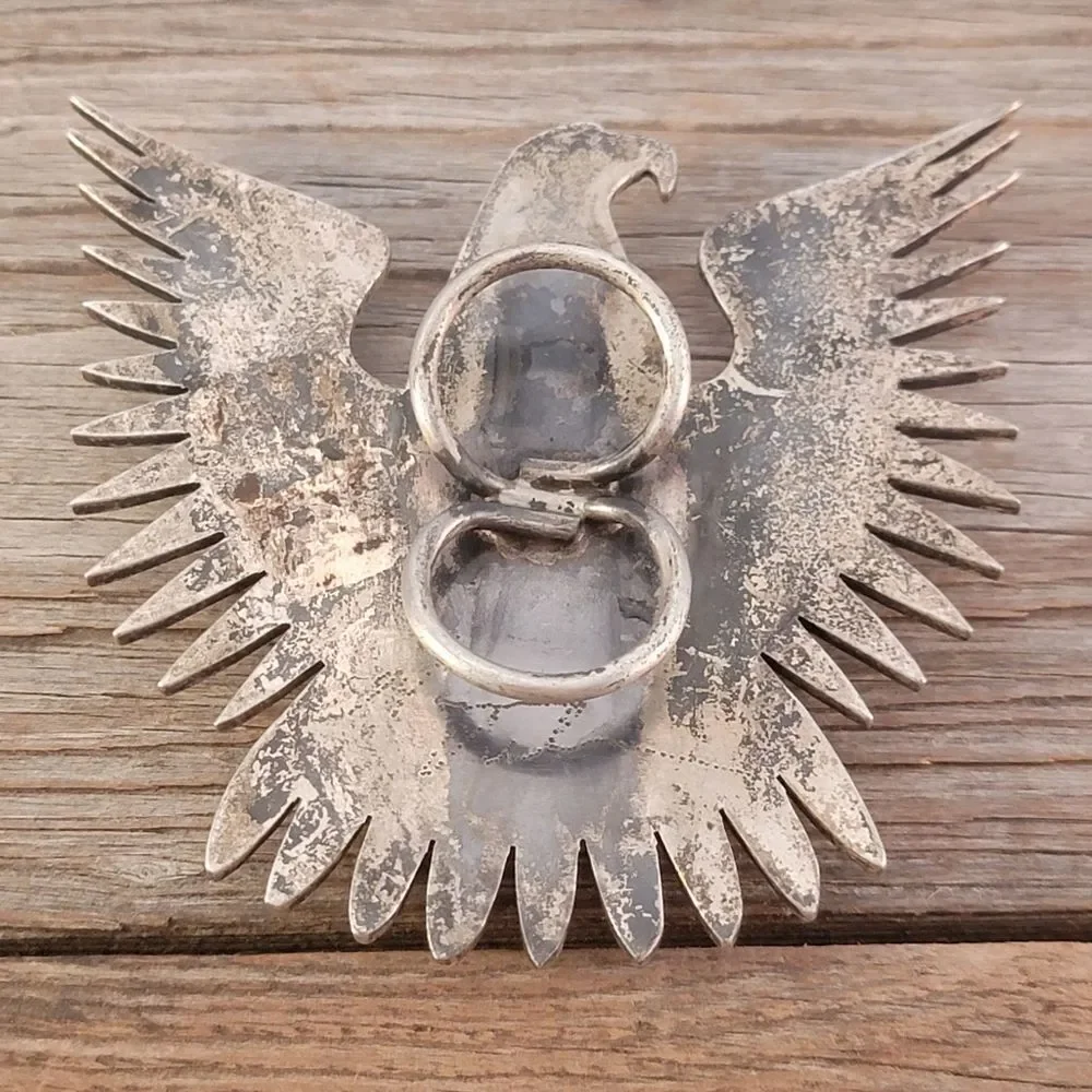 Vintage Navajo Large Eagle Thunderbird Royston Turquoise Bolo Tie